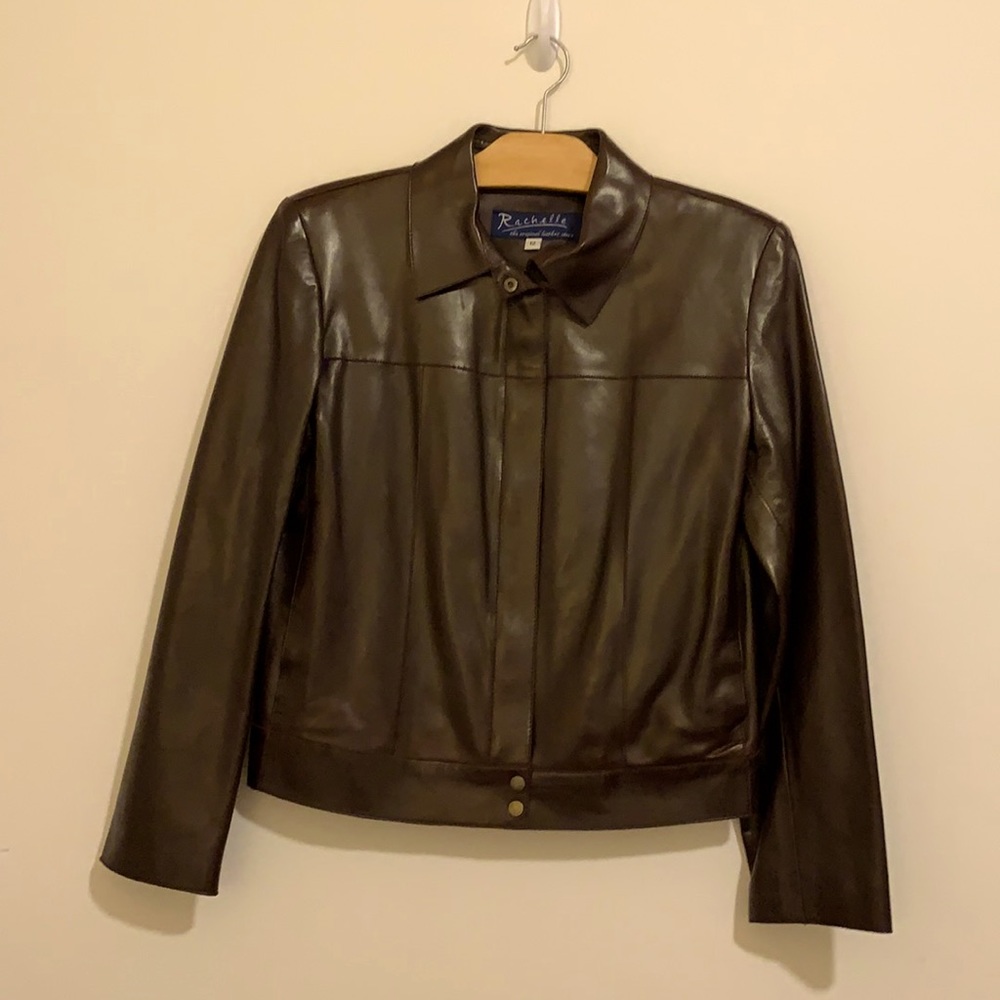 Brown Leather Jacket - Size 12